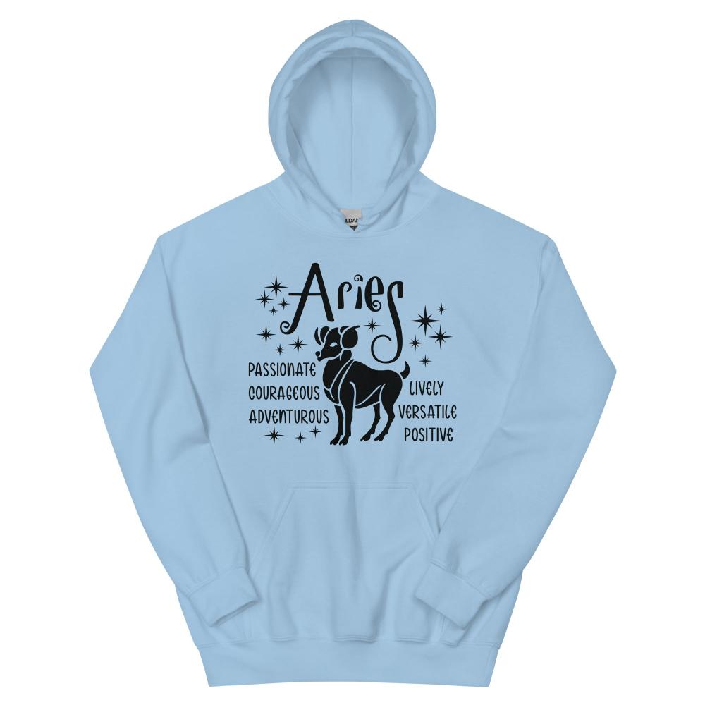 Aries Zodiac Positive Traits Hoodie - Light Blue Color - https://ascensionemporium.net